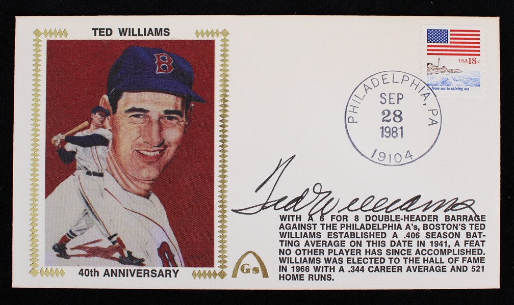1981 Ted Williams  Boston Red Sox Autographed 40th Anniversary Gateway Envelope *JSA*