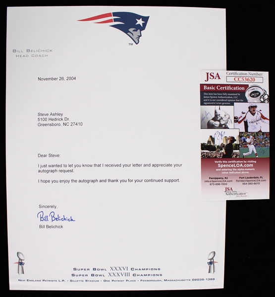 2024 Bill Belichick New England Patroits Signed Letter on Patriots Letterhead *JSA*