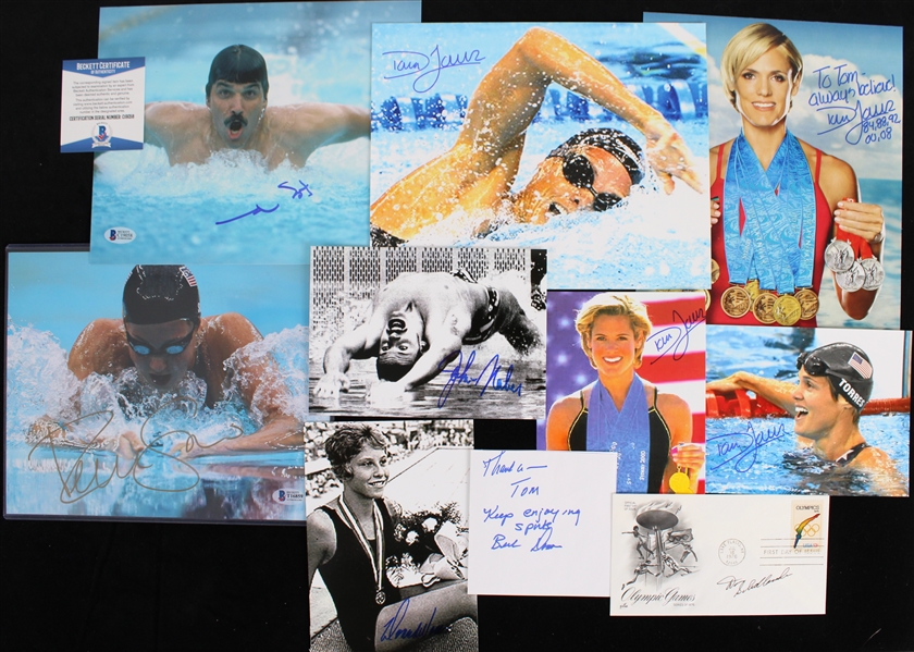 1960s-2020s Greg Louganis, Amanda Beard, Ryan Lochte  & More Swimmers Signed 4x6 and 8x10  Photos (Lot of 20)