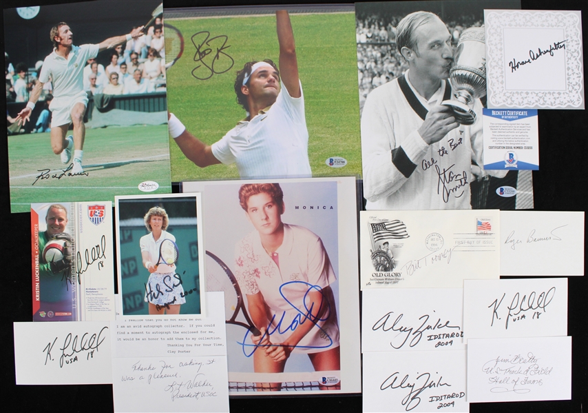 1970s-2010s Stan Smith, Chris Everett, Billie Jean King  & More Signed Index Cards 5x7 and 8x10  Photos (Lot of 31)
