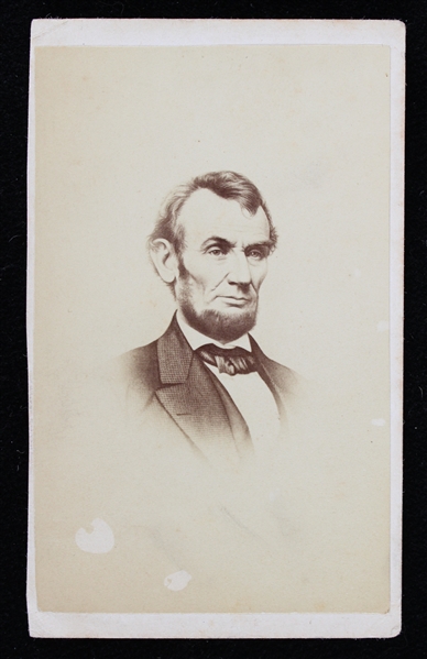 1880s Abraham Lincoln 2.5"x4" CDV B&W Photo C.W. Thorne  and 5 Cent Stamp on Back