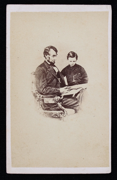 1880s Abraham Lincoln With Child 2.5"x4"  CDV B&W Photo (Blank Back)