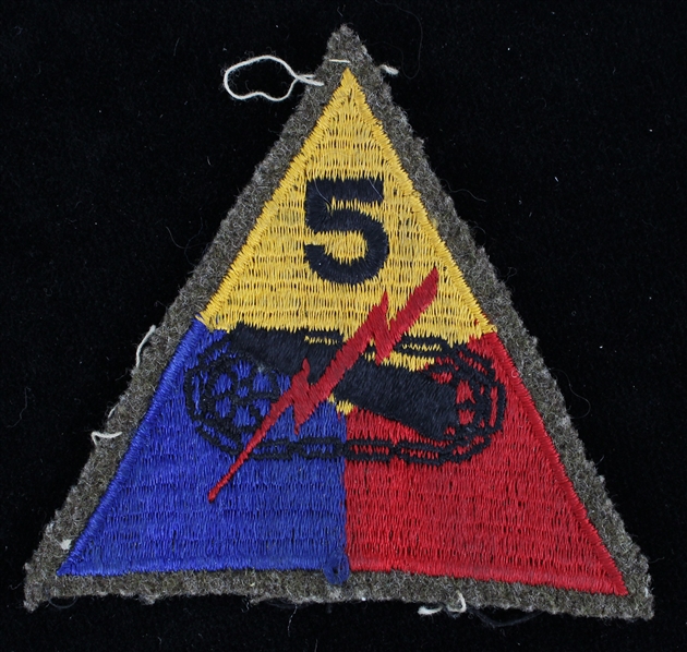 1939-45 WWII US Army 5 Armored Division Green Back Shoulder Patch IR45A