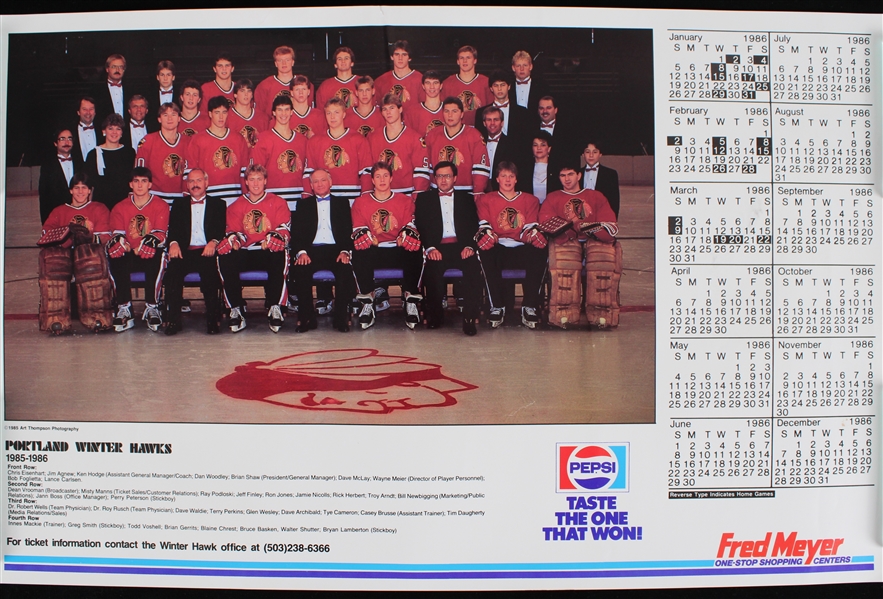 1985-86 Portland Winter Hawks 14x22 Poster