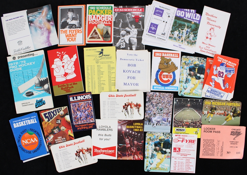 1972-83 Notre Dame Northwestern Chicago Bears and More Pocket Schedules and Pro Hockey Guide (Lot of 50+)
