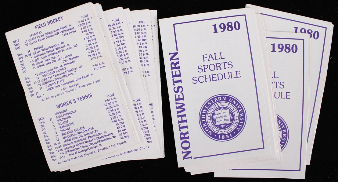 1980 Northwestern University Fall Sports Pocket Schedules (Lot of 26)