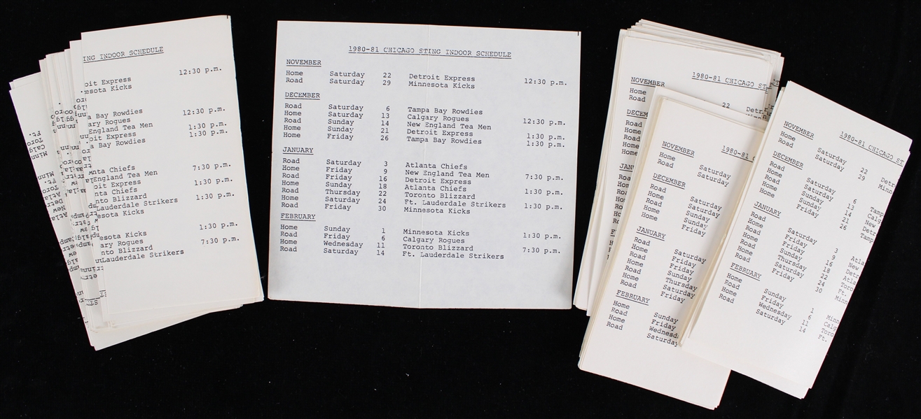 1980-81 Chicago Sting Indoor Schedules (Lot of 75+)