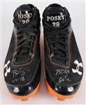 2012 Buster Posey San Francisco Giants Signed Under Armour Game Worn Cleats (MEARS LOA  & PSA/DNA) NL MVP & World Series Champions Season