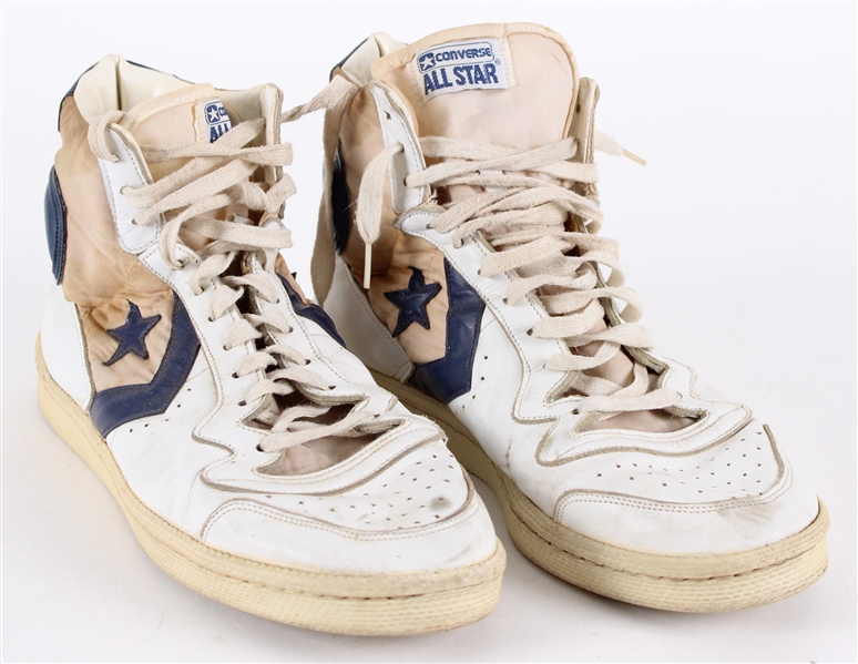1984-86 Isiah Thomas Detroit Pistons Signed Converse Game Worn Sneakers (MEARS LOA) *Full JSA Letter*