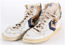 1984-86 Isiah Thomas Detroit Pistons Signed Converse Game Worn Sneakers (MEARS LOA) *Full JSA Letter*