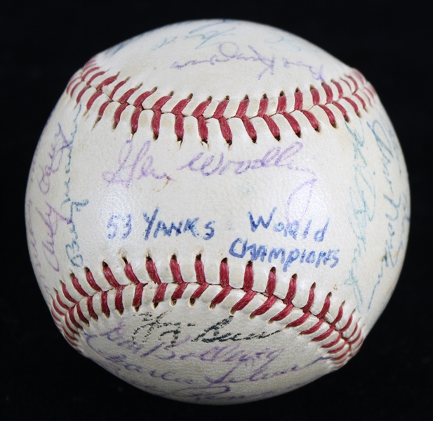 1953 World Series Champion New York Yankees Signed OAL Harridge Baseball w/ 28 Signatures Including Mickey Mantle, Yogi Berra, Ed Ford, Johnny Mize, Billy Martin, Phil Rizzuto & More *JSA*