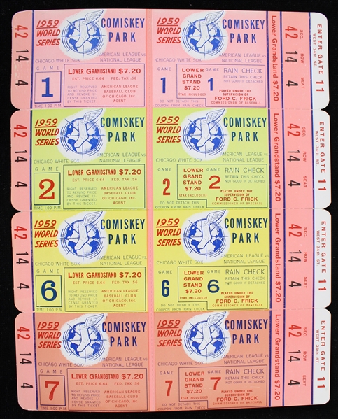 1959 Chicago White Sox vs Los Angeles Dodgers Comiskey Park Uncut Ticket Sheet