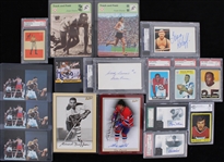 1930's-2000's Hockey Golf Boxing Football Signed / Slabbed Trading Cards & Postcards - Lot of 25