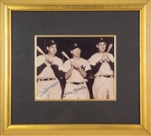1990s Ted Williams Joe DiMaggio Mickey Mantle Signed 17" x 19" Framed Photo (JSA)