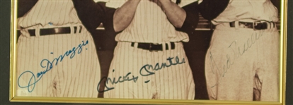 1990's Ted Williams Joe DiMaggio Mickey Mantle Signed 17 x 19 Framed Photo (JSA)