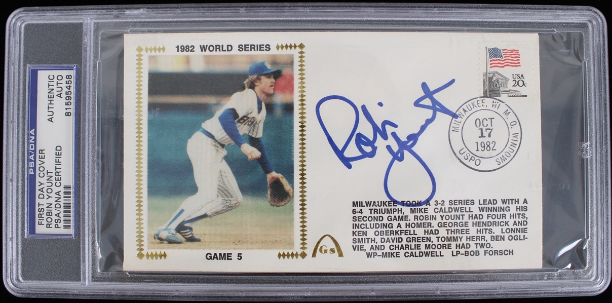 1982 Robin Yount Milwaukee Brewers Signed First Day Cover Envelope (PSA/DNA Slabbed)