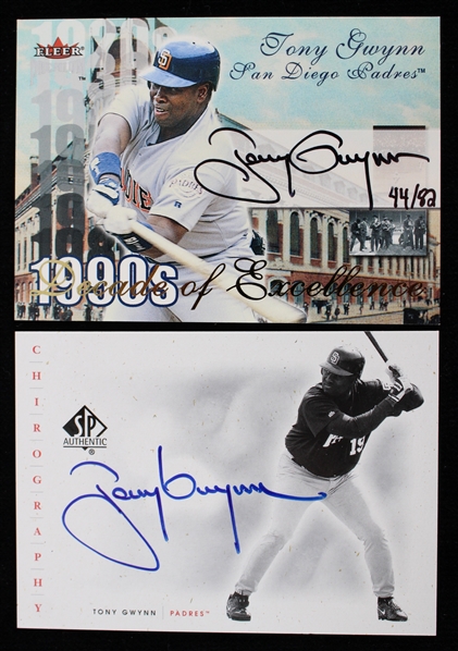 2001 Tony Gwynn San Diego Padres Signed Trading Cards (Lot of 2)(JSA)