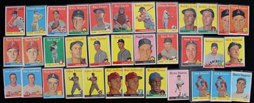 1958 Topps Baseball Trading Cards - Lot of 350+ w/ Numerous Hall of Famers & Stars