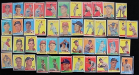 1958 Topps Baseball Trading Cards - Lot of 350+ w/ Numerous Hall of Famers & Stars