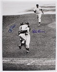 1956 Yogi Berra & Don Larsen Signed World Series 11x14 "Larsens Perfect Game" Photo (PSA/DNA) 