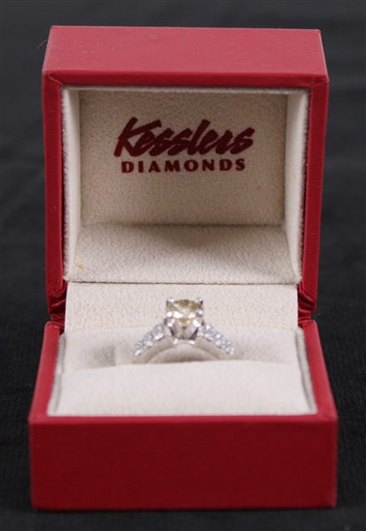 Kesslers 1.65 Carat Brown/Yellow Diamond w/ 14 Karat White Gold Engagement Ring 