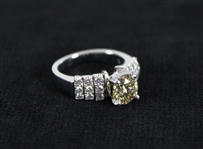 Kesslers 1.65 Carat Brown/Yellow Diamond w/ 14 Karat White Gold Engagement Ring 