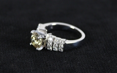 Kesslers 1.65 Carat Brown/Yellow Diamond w/ 14 Karat White Gold Engagement Ring 