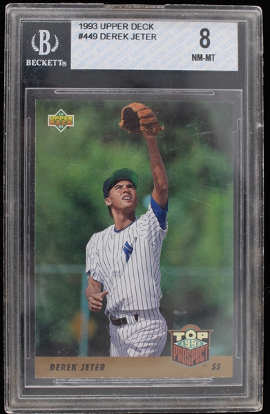 1993 Derek Jeter NY Yankees Upper Deck #449 (Beckett Slabbed 8 NM-MT)