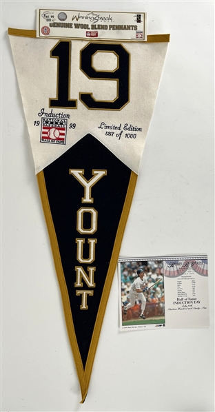 1999 Robin Yount Milwaukee Brewers HOF Induction 40" LE Pennant w/ 8x10 Stats 