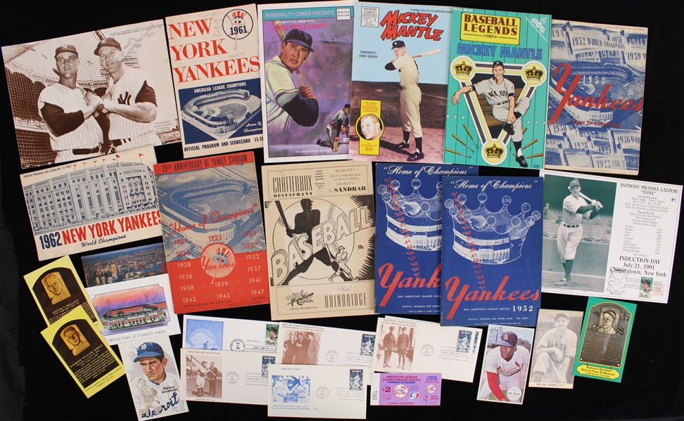 1940s-90s NY Yankees Programs, Signed Cards Including Charlie Keller, Eddie Mathews & more (JSA)(Lot of 55+)