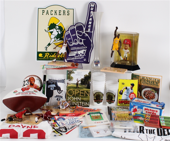 1970s-2000s Baseball, Basketball, Football Memorabilia w/ Mini Pennants, Books & more (Lot of 500+)