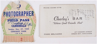 1940’s Kodak Cameras Owned by Stiller Co. (Green Bay) Photographer w/ Packers Press Pass, Business Card (Lot of 5)