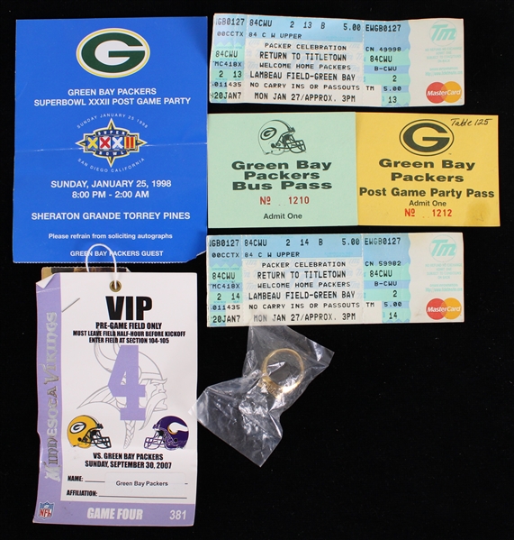 1990s-2010s Green Bay Packers Post Game Party Passes, Tickets & more (Lot of 7)