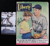 1941 Bob Feller Cleveland Indians Signed Liberty Magazine w/ Postcard (JSA)