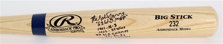 2010s Ralph Terry New York Yankees Signed & Multi Inscribed Rawlings Adirondack Baseball Bat (JSA)