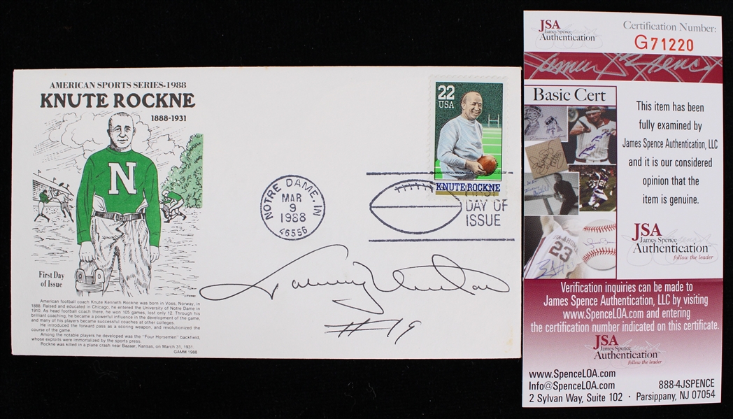 1988 Johnny Unitas Baltimore Colts Signed First Day Issue Knute Rockne Envelope *JSA* 