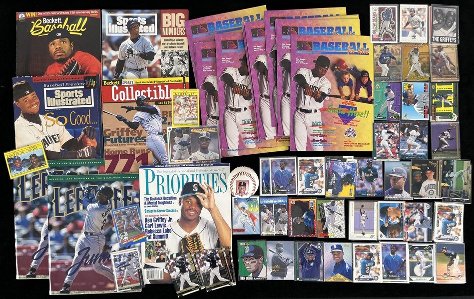 1989-1999 Ken Griffey Jr Seattle Mariners Cards, Magazines & Foto Ball (Lot of 80+)