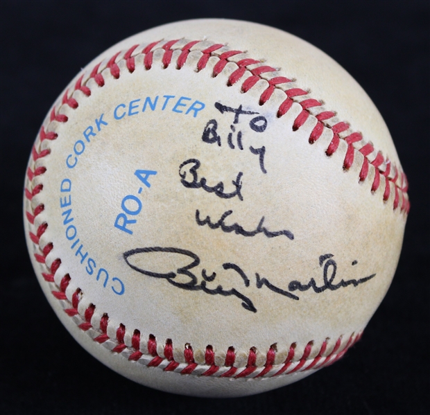 1985-89 Billy Martin New York Yankees Signed OAL Brown Baseball (JSA)