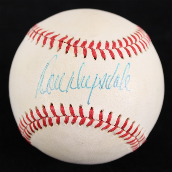 1985-89 Don Drysdale Los Angeles Dodgers Signed OAL Brown Baseball (JSA)