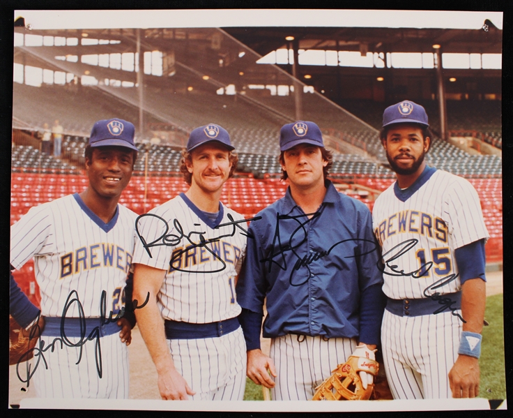 1980s Ben Oglivie, Robin Yount, Ted Simmons, Cecil Cooper Brewers Signed 8"x10" Photo (JSA) 