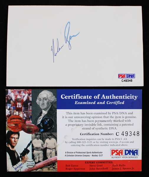 1989-93 Nolan Ryan Texas Rangers Signed Index Card (PSA/DNA)