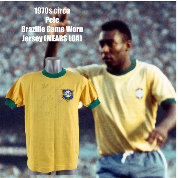 1970s Pele Brazille Autographed w/ Inscription Match Worn Jersey *JSA Full Letter*/MEARS LOA