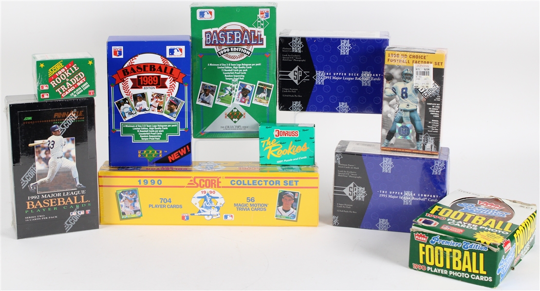 1989-95 Baseball and Football Trading Cards (Lot of 10)