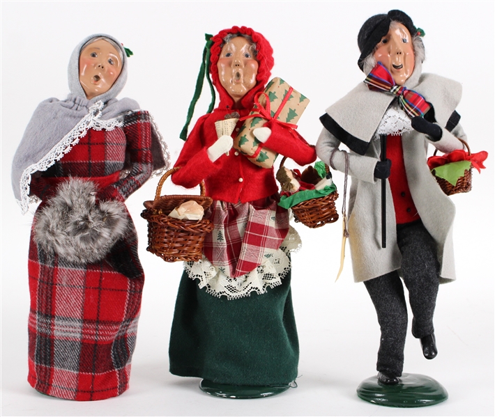 1991-97 Byers Choice Ltd Carolers & Happy Scrooge 13"-14" Dolls (Lot of 3)