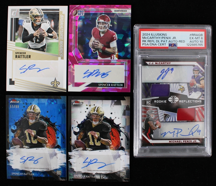 2022-25 Spencer Rattler & McCarthy / Penix Trading Cards (Lot of 5)