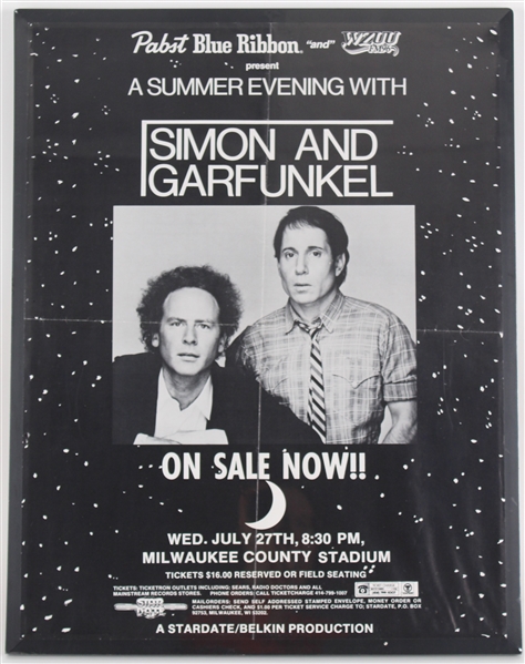 1983 Simon and Garfunkel 17"x22" Milwaukee County Stadium Mounted Poster 