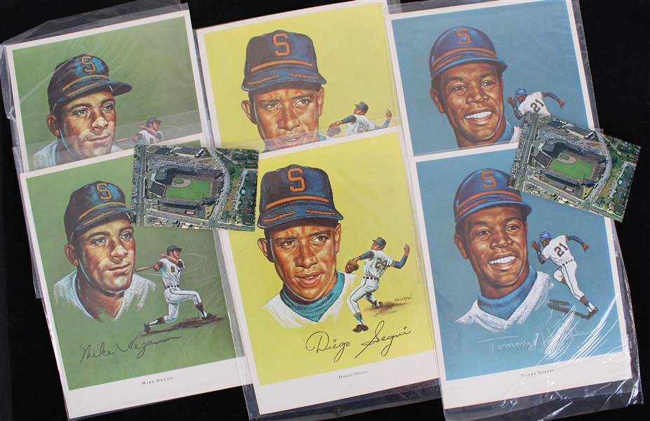 1968 Seattle Pilots 8"x10" Portraits w/ Sicks Stadium Postcards (Lot of 14) 