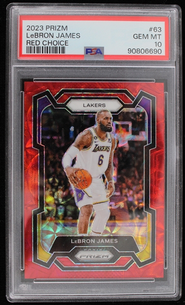 2023 LeBron James LA Lakers Panini Prizm Red Choice #63 (PSA Slabbed GEM-MT 10)