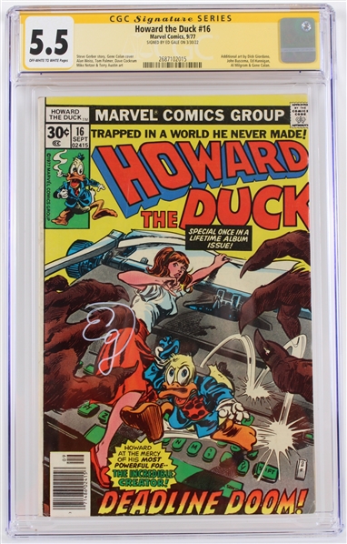 1977 Ed Gale Howard the Duck Signed #16 Marvel Comic (CGC 5.5 Slabbed)