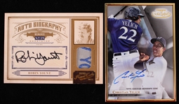 2012-2018 Robin Yount & Christian Yelich Milwaukee Brewers Signed Trading Cards (Lot of 2)